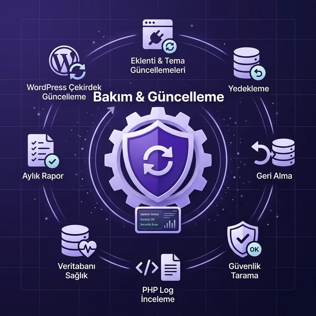 WordPress bakım, yedekleme ve güvenlik hizmeti görseli